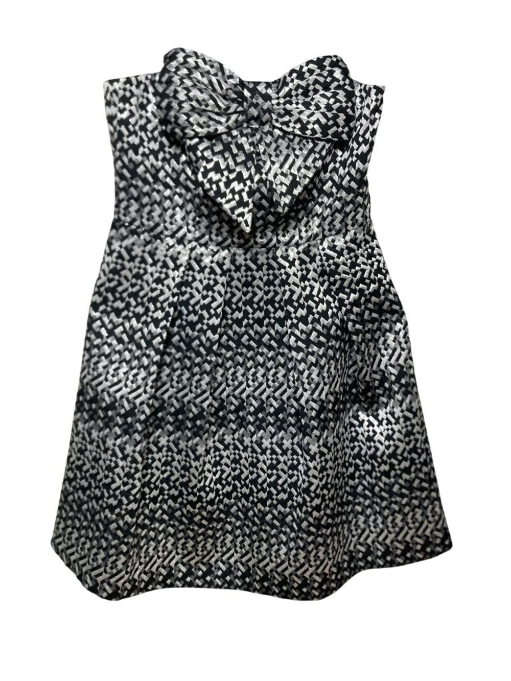 Eva Franco Strapless Black & Silver Geometric Patterned Dress Sz 6 Party